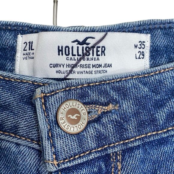 NWT Hollister Jeans Womens 21 Long (42x29) Curvy High Rise Mom Patchwork Stretch - Picture 3 of 12